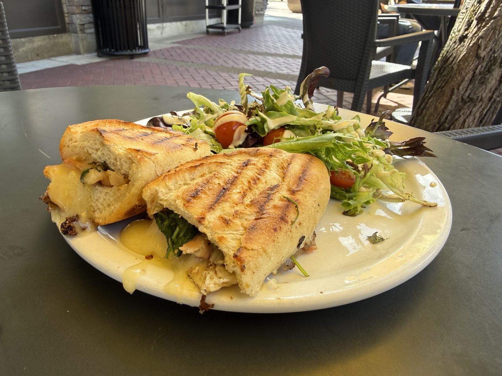 The Brie Bartlett Panini, off the grill. The cheese had gone all the way through the bread by the time it reached the table.