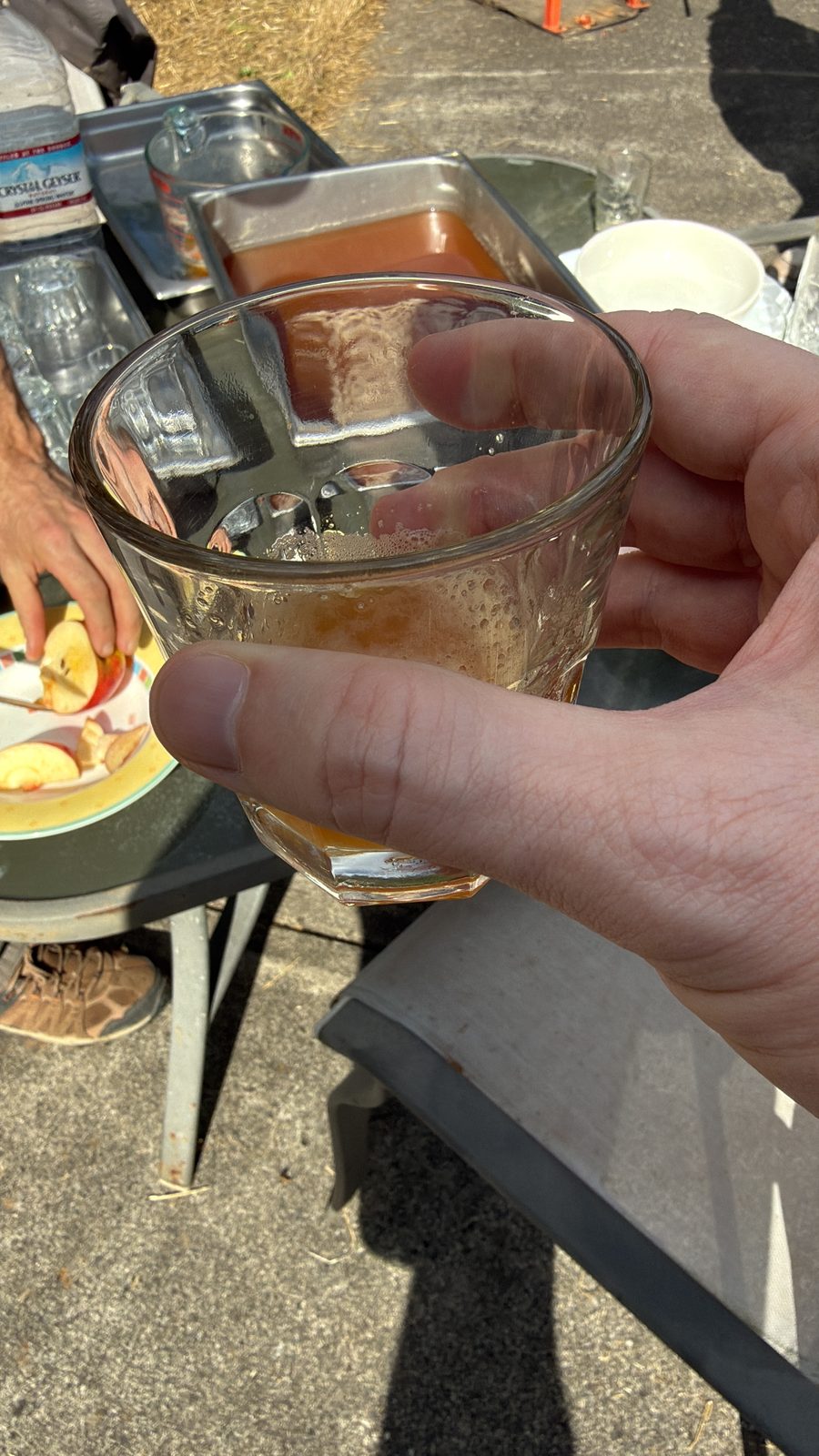 The taste test — fresh, unfiltered, and not yet cider-cider.